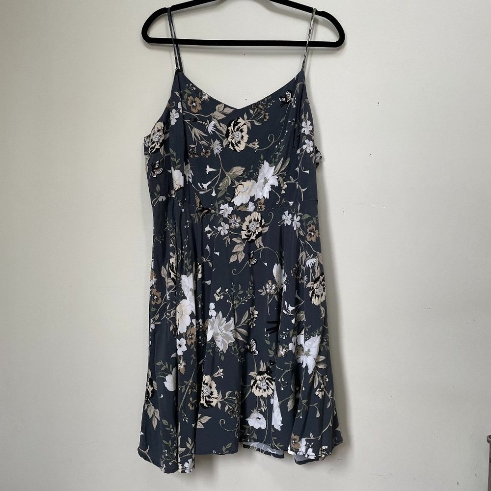 Old Navy Grey Floral Fit & Flare Cami Dress